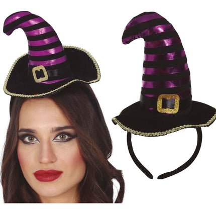 Halloween Tiare Chapeau de sorcière noir violet