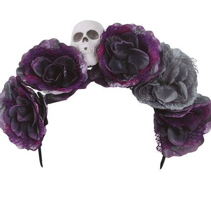 Halloween Tiara Flowers Grey