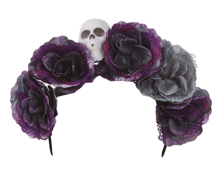 Halloween Tiara Flowers Grey