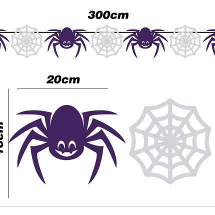 Guirlande d'Halloween Araignées et toile d'araignée 3m