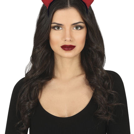 Bandeau d'Halloween Cornes de diable rouges