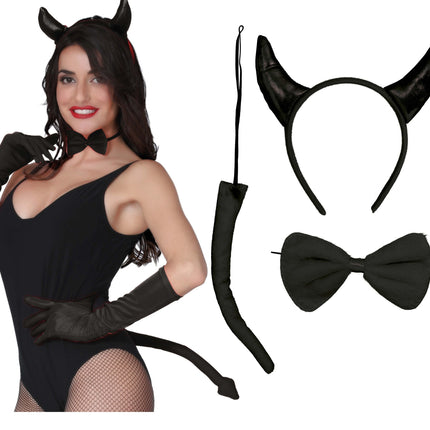 Costume d'Halloween Ensemble Noir Dames Diable