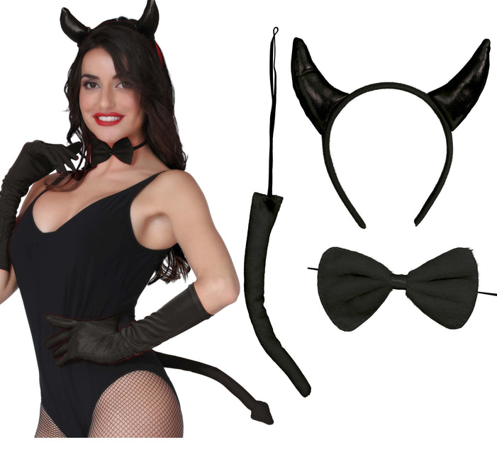 Costume d'Halloween Ensemble Noir Dames Diable