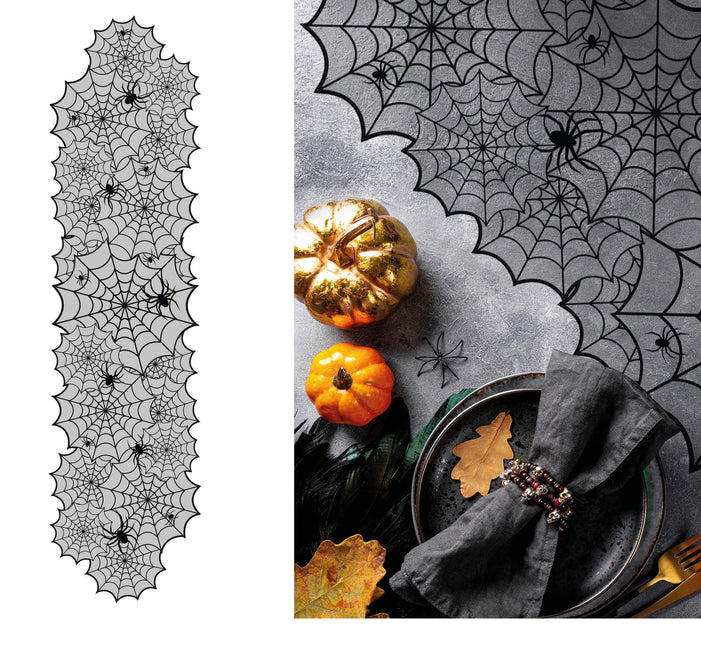 Chemin de table Halloween Toile d'araignée 1.83m