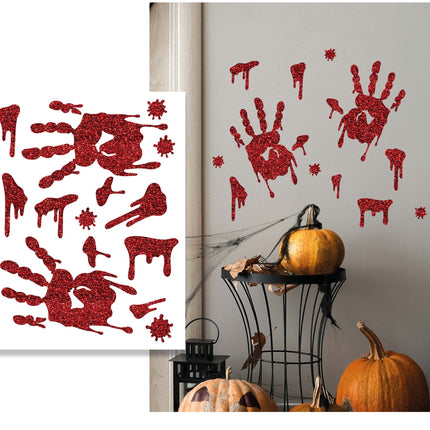 Sticker mural Halloween Empreintes de mains sanglantes 40cm