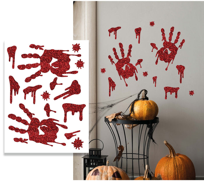 Sticker mural Halloween Empreintes de mains sanglantes 40cm