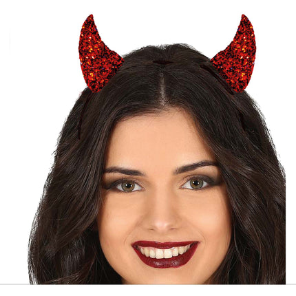 Bandeau d'Halloween Diable Rouge Pailleté