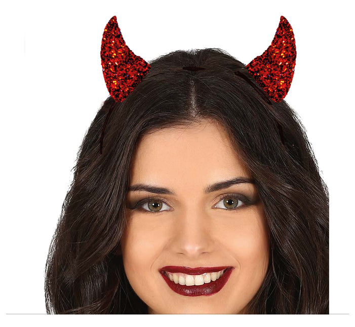 Bandeau d'Halloween Diable Rouge Pailleté