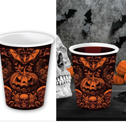 Tasses d'Halloween Gothic Pumpkin 240ml 6pcs