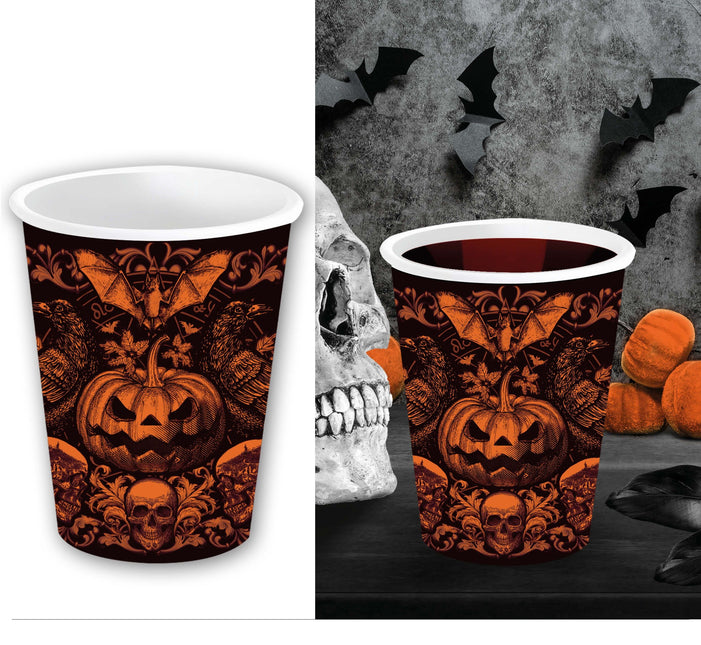 Tasses d'Halloween Gothic Pumpkin 240ml 6pcs