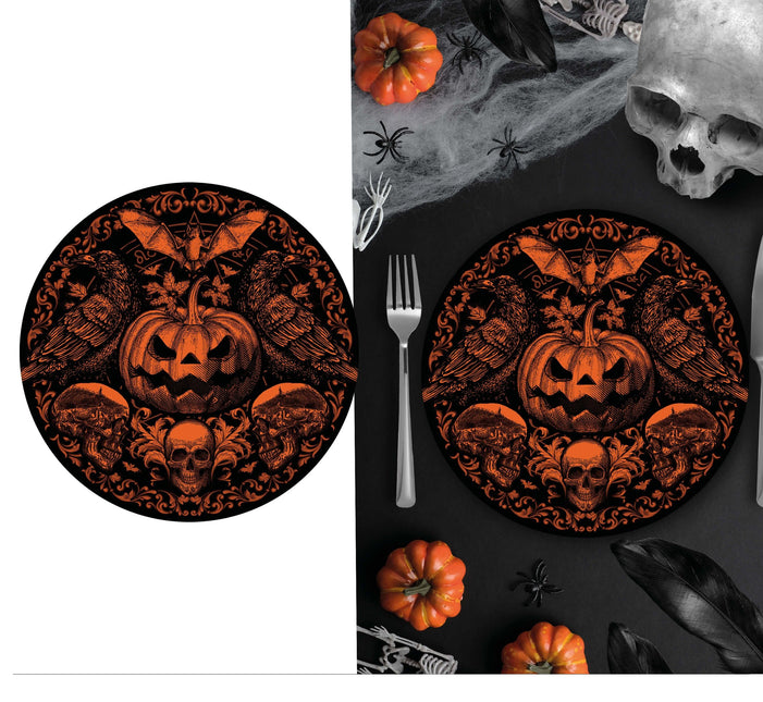 Assiettes d'Halloween Citrouille gothique 23cm 6pcs