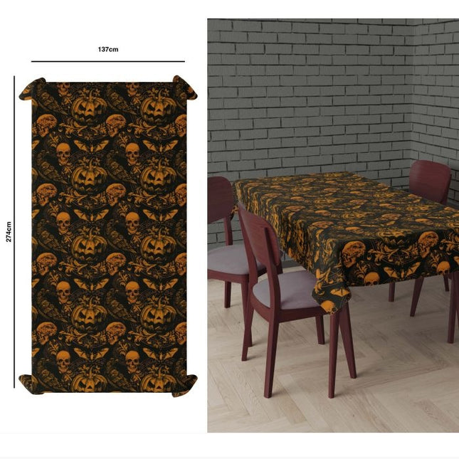 Nappe d'Halloween Noir Orange Citrouille 2.74m