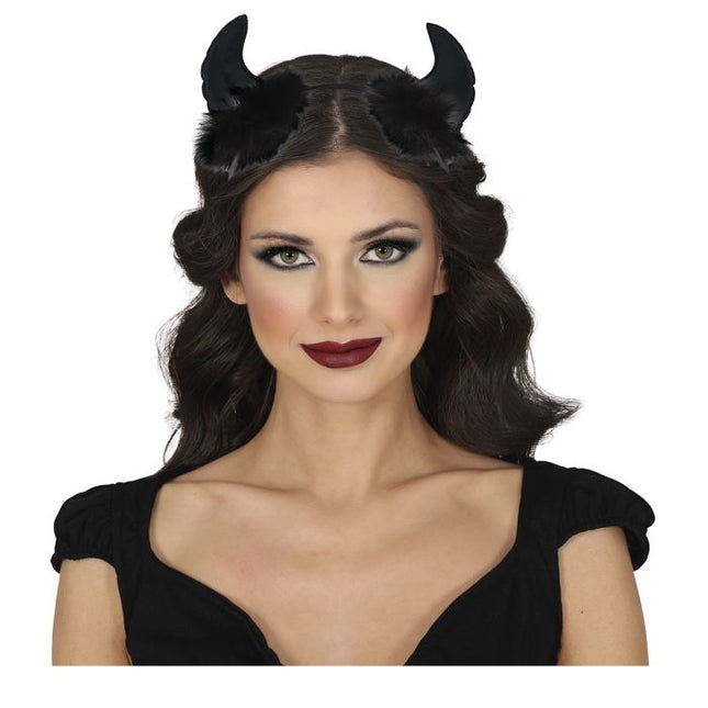 Bandeau d'Halloween oreilles de diable noir