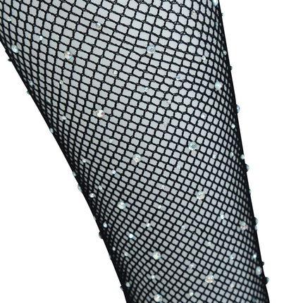 Collant petite maille avec strass Noir