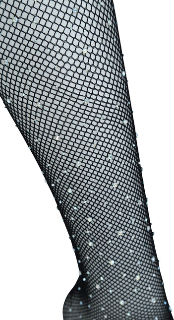 Collant petite maille avec strass Noir