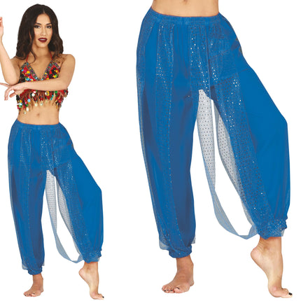 Pantalon de danse orientale bleu