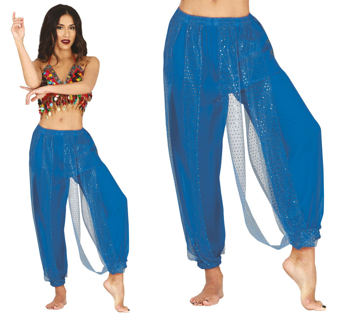 Pantalon de danse orientale bleu