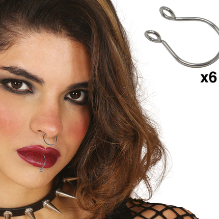 6 faux piercings en métal