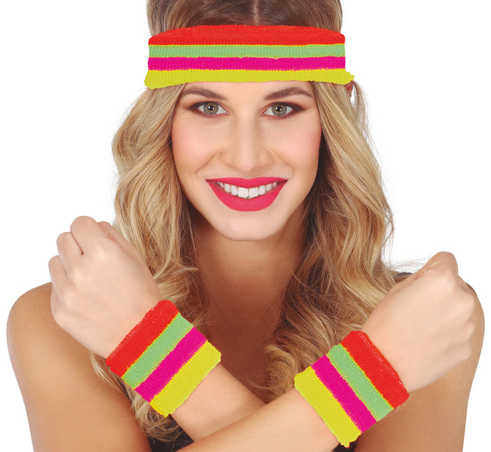 Set 2 bracelets et bandeau, multicolore