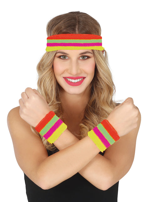 Set 2 bracelets et bandeau, multicolore