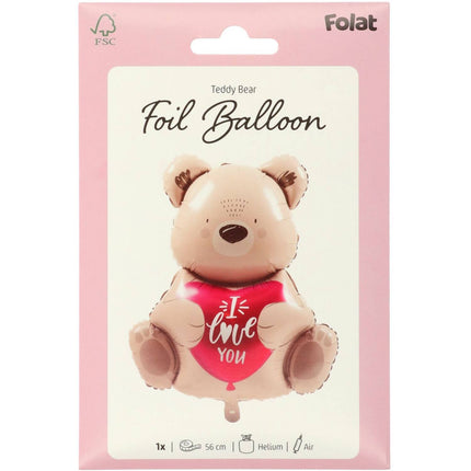 Ballon en aluminium - Ombre Love - Ours brun "Je t'aime" - 56 cm