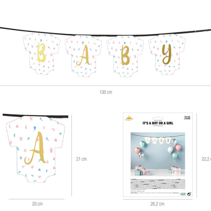 Guirlande de révélation du sexe Bébé 1.3m