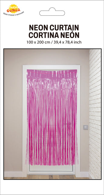 Rideau de porte fuchsia 2m