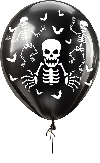 Ballons d'Halloween Noir Squelette 30cm 16pcs