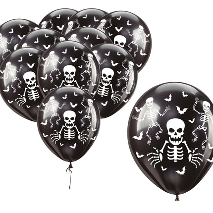 Ballons d'Halloween Noir Squelette 30cm 16pcs