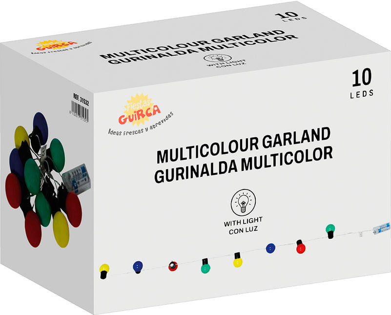 Guirlande de 10 piles multicolores à leds 150 cm