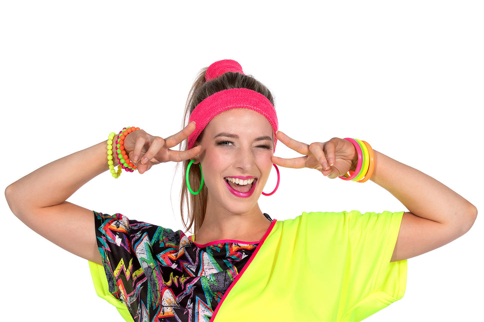 Neon 80S Bracelet Ladies 4pcs