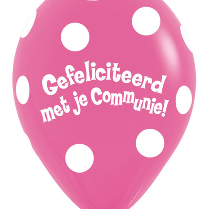 Ballons Communion Polka Dots Fuchsia 30cm 50pcs