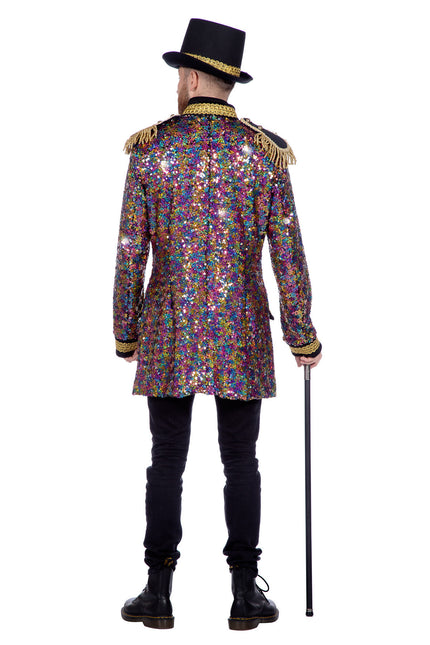 Manteau de luxe paillettes multicolores