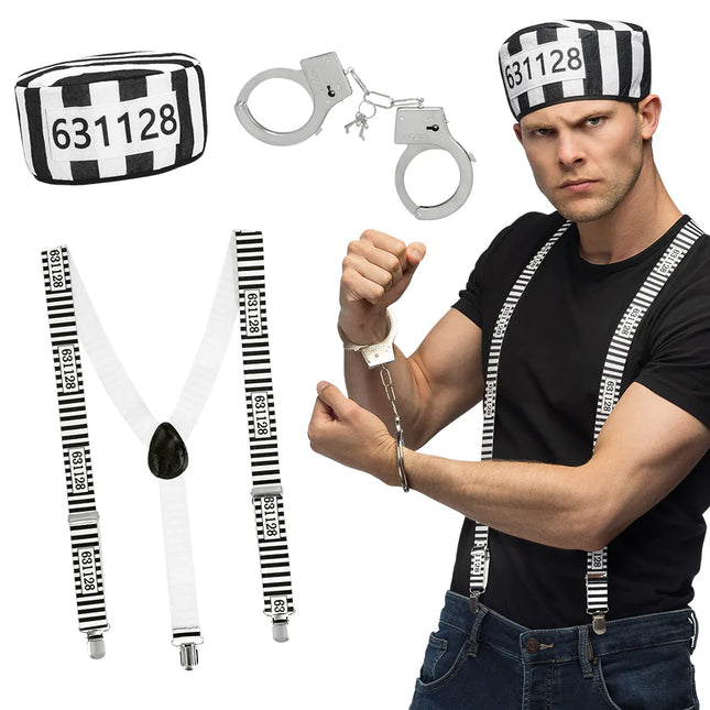 Ensemble d'accessoires noir et blanc Prisonnier 3 pièces