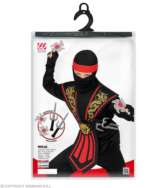 Kombat Ninja rouge avec armes Costume enfant