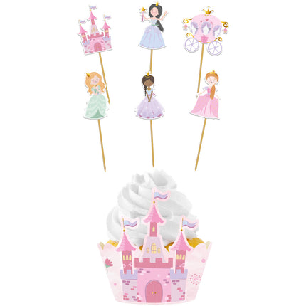 Ensemble de décorations pour petits gâteaux - Pretty Princess - 6 ensembles