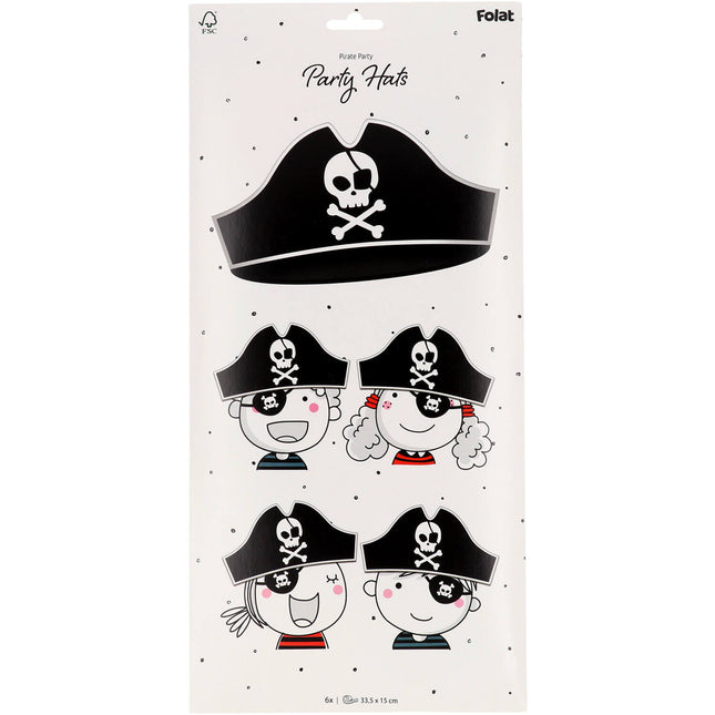 Chapeaux de pirate - Fête des pirates - 33,5 x 15 cm - 6 pièces