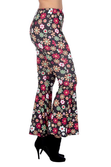 Pantalon hippie fleurs noires