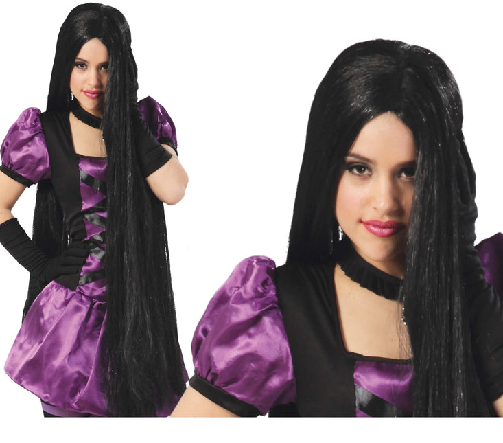 Perruque d'Halloween Cheveux Extra Longs Noirs