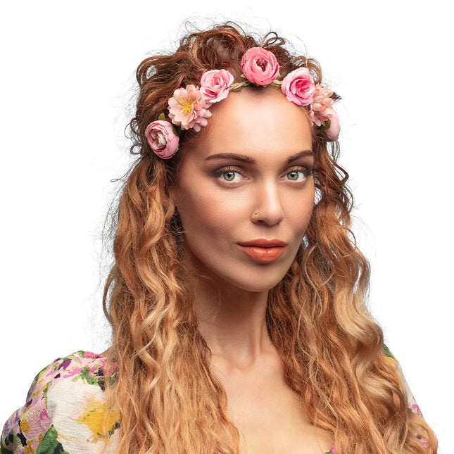 Bandeau de cheveux rose Fleurs