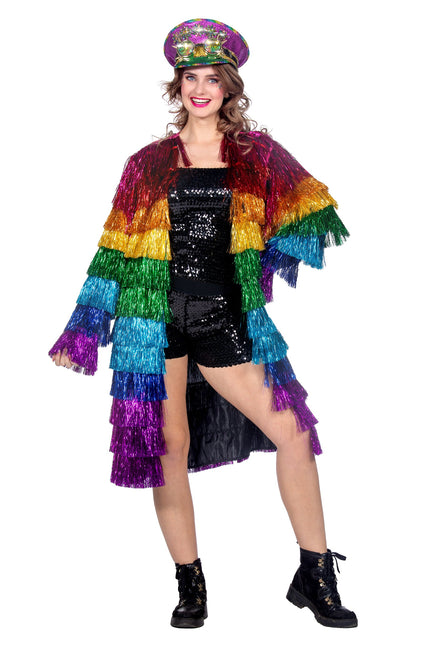 Veste Tinsel long arc-en-ciel