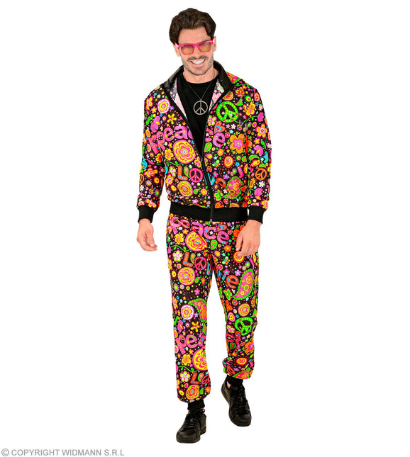 Tracksuit Hippie Neon Peace & Love Costume