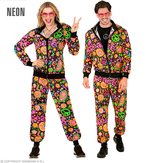 Tracksuit Hippie Neon Peace & Love Costume