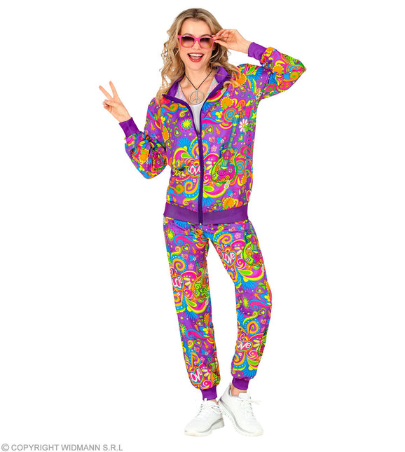 Tracksuit Hippie Neon Flower Power Costume