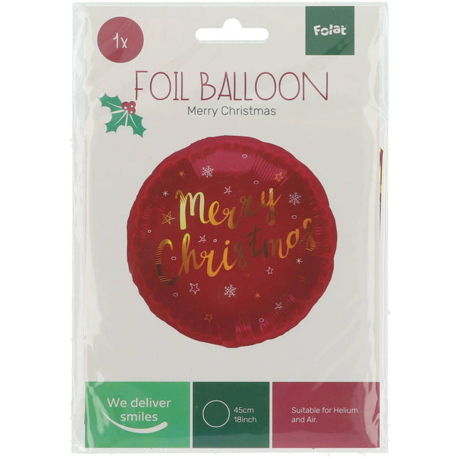 Ballon à l'hélium Joyeux Noël Rouge Or 45cm Vide