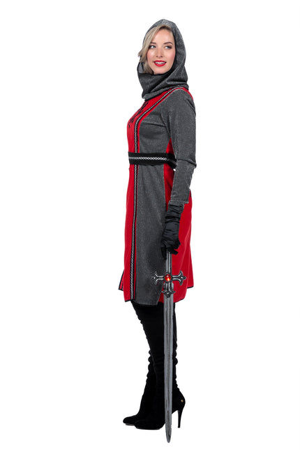 Robe de chevalier médiéval rouge/gris