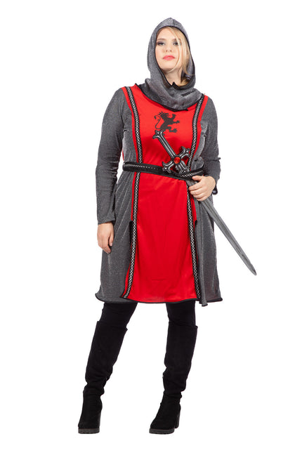 Robe de chevalier médiéval rouge/gris