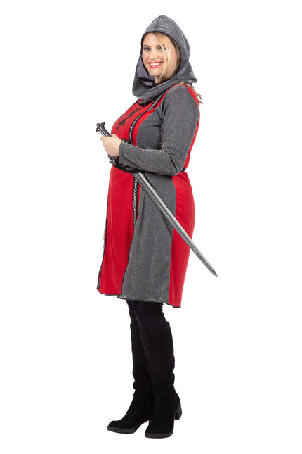 Robe de chevalier médiéval rouge/gris