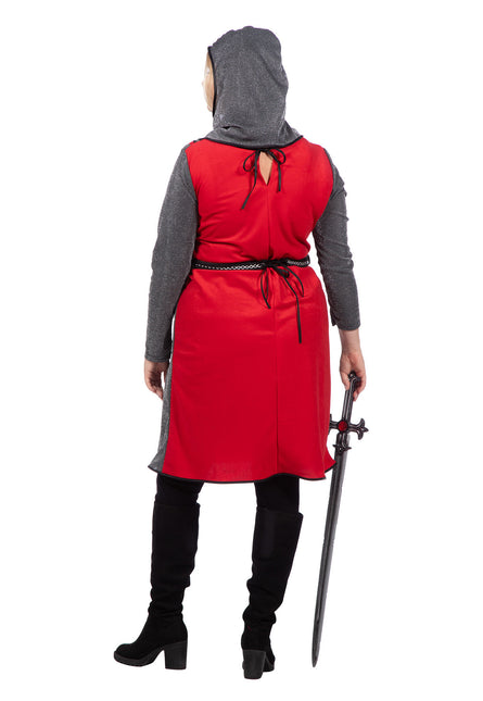 Robe de chevalier médiéval rouge/gris