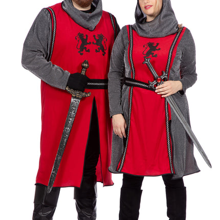 Robe de chevalier médiéval rouge/gris